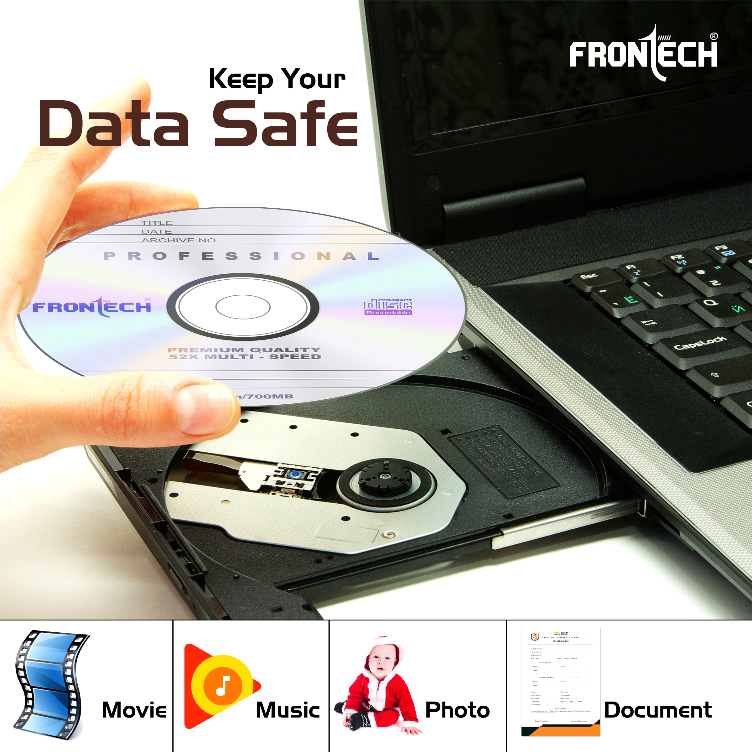 Frontech CDR 700MB Media 80 Mins 52X Speed - Pack of 50 (CDR-0002) Frontech CDR 700MB Media 80 Mins 52X Speed - Pack of 50 (CDR-0002)